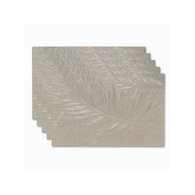 VIVALUXORA Feather Leaf Silver Table Placemats (Pack of 6)