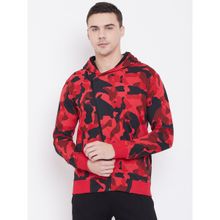 Aesthetic Bodies Mens Red & Black Printed Hooded Jacket