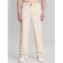 Bene Kleed Cream Wide Leg Denim Regular Waistband And Coin Pocket Jeans