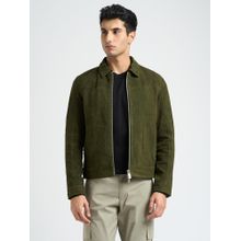 SELECTED HOMME Men's Green Zip-Through Jacket