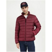 GANT Men's Maroon Quilted High Neck Puffer Jacket