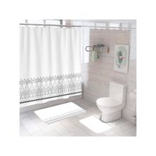 Kuber Industries Shower Curtain & Bathmat Set of 3 Multicolor