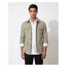 PRATEEK MUNJAL Mint Green Linen Bomber Jacket