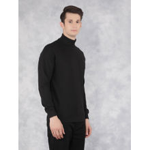 CRIMSOUNE CLUB Mens Black Solid Turtle Neck Sweatshirt