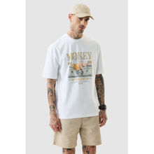 Snitch White Graphic Half Sleeves Oversized Casual T-Shirt