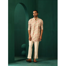 trueBrowns Men's Pink Floral Kurta with Pant (Set of 2)