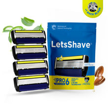 LetsShave Pro 6 Razor Cartridges For Men, 6 Blade Replacement Razor Blades - Pack Of 4