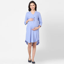 Mystere Paris Pastel Maternity Dress - Blue