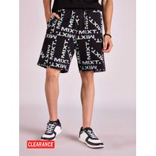 MIXT by Nykaa Fashion Black Logo Print Knee Length Shorts
