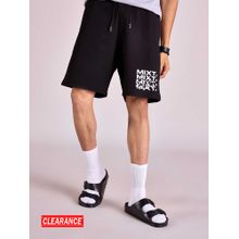 MIXT by Nykaa Fashion Black Logo Printed Long Shorts
