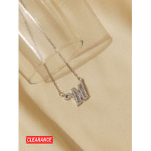 Pipa Bella by Nykaa Fashion Silver Crystal Studded W Initial Pendant and Chain