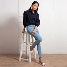 Twenty Dresses by Nykaa Fashion Brigitte Light Blue Solid Skinny Jeans
