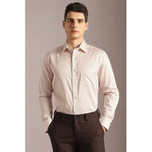 Louis Philippe Men Beige Print Full Sleeves Formal Shirt