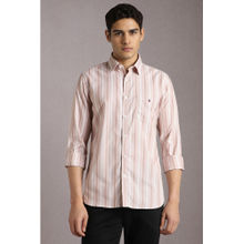 Louis Philippe Men Beige Stripes Full Sleeves Casual Shirt