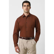 Van Heusen Men Brown Solid Full Sleeves Formal Shirt