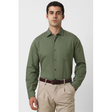 Van Heusen Men Green Textured Full Sleeves Formal Shirt