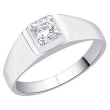 Peora Solitaire Ring For Men With Cubic Zircon In Square Frame