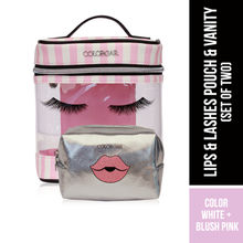 Colorbar Pouch Lips & Lashes Pouch & Vanity (set Of 2) - White + Blush Pink