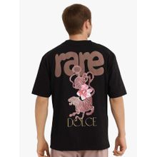 Rare Rabbit Cheers Black Graphic Print Oversized T-shirt