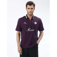 Rare Rabbit Mateo Dark Purple Printed Relaxed Fit Polo T-shirt