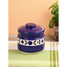 AAPNO RAJASTHAN Ceramic Handcrafted Canister With Lid Blue