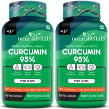 Nourish Vitals Curcumin Capsules - 95% Curcuminoids, 500mg Turmeric With Piperine Extract Supplement
