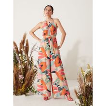 RSVP by Nykaa Fashion Multicolor Halter Neck Sleeveless Floral Jumpsuit