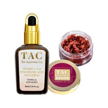 TAC - The Ayurveda Co. Beetroot Lip Scrub For Pigmented Lips & Vitamin C Face Serum Hyaluronic Acid