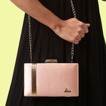 Lavie Gold Strap Women's Handle Frame Clutch Pink (S)