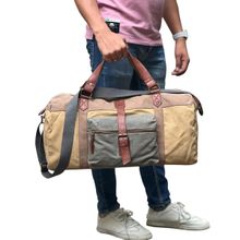 Mona B Unisex Stylish Design Brown Sebastian Cotton Canvas Duffel Bag