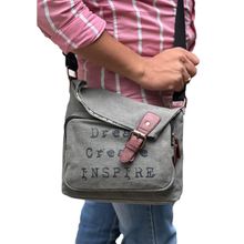 Mona B Unisex Grey Canvas Dream Messenger Crossbody Bag (S)