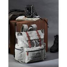 Mona B Upcycled Dream Grey Stylish Design Black Canvas Upto 14 inch Laptop Backpack