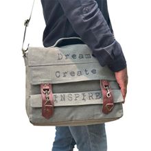 Mona B Unisex Grey Canvas Laptop Messenger Bag