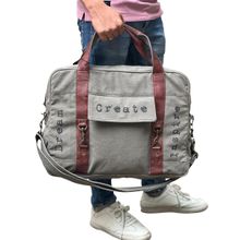 Mona B Unisex Grey Canvas Travel, Gym, Sports Duffel Bag