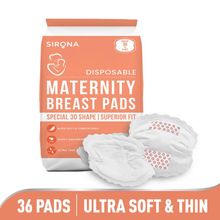 Sirona Super Soft Disposable Maternity Breast Pads (36 Pads), Ultra Thin & Highly Absorbent