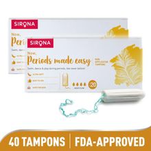 Sirona Fda Approved Period Made Easy Non Applicator Tampons (40) For Heavy Flow, Biodegradable