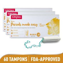 Sirona Fda Approved Period Made Easy Non Applicator Tampons (60) For Heavy Flow, Biodegradable