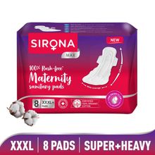 Sirona Maternity Pads, 3Xl (8 Pads), Post Delivery Sanitary Pads For Overnight & Super Heavy Flow
