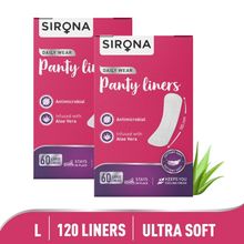 Sirona Ultra-Thin Premium Panty Liners (Regular Flow) 60 Counts (Pack Of 2) - Large