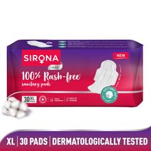 Sirona Cottony Soft Rash Free Sanitary Pads For Women, 30 Pcs (Xl) Ultra Thin & Breathable Top Layer