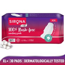 Sirona Cottony Soft Rash Free Sanitary Pads For Women 30 Pcs (Xl+) Ultra Thin & Breathable Top Layer