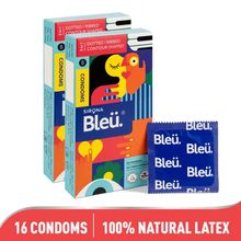 Sirona Bleu 3-In-1 (Dotted, Ribbed & Contour Shaped) Condoms For Men & Women, 100% Natural Latex