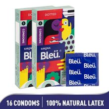 Sirona Bleu Dotted Condoms For Men & Women, Extra Dots For Her Extra Stimulation, Vegan & Toxin Free