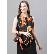 Tossido Black and Orange Floral Scarf & Bag Scarf