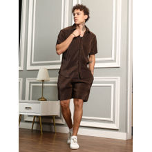 Campus Sutra Men Mocha Brown Pleat Creased Co-Ord (Set of 2)