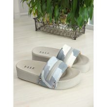 ELLE Womens Grey Color Printed Casual Wear Sliders