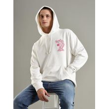 Tommy Hilfiger White Graphic Regular Fit Cotton Hoodie