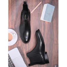 Cobblerz Men Black Solid Mid-Top Chelsea Boots