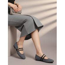 ELLE Women Blue Classic Double-Strap Ballerina