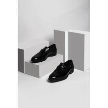 Louis Philippe Men Black Slip On Loafers